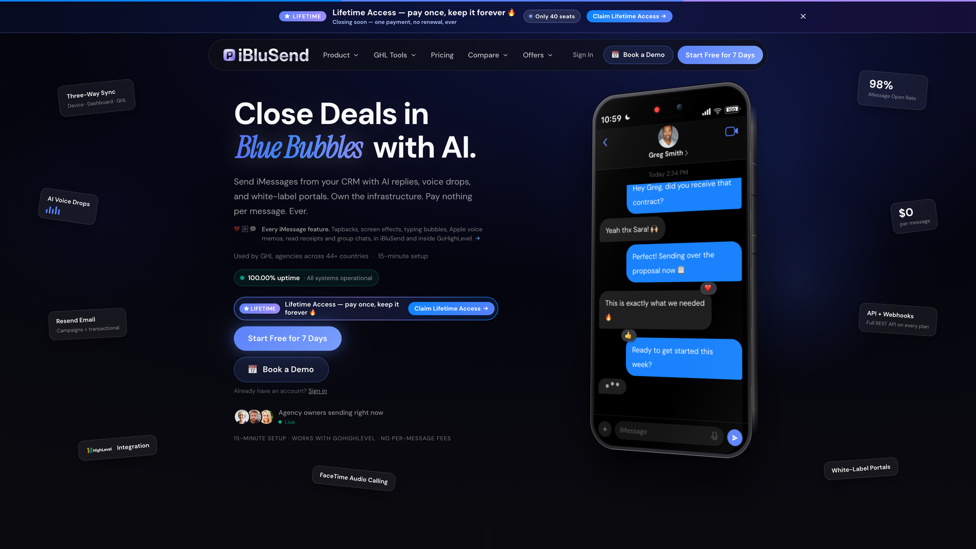 iBluSend iMessage marketing platform interface